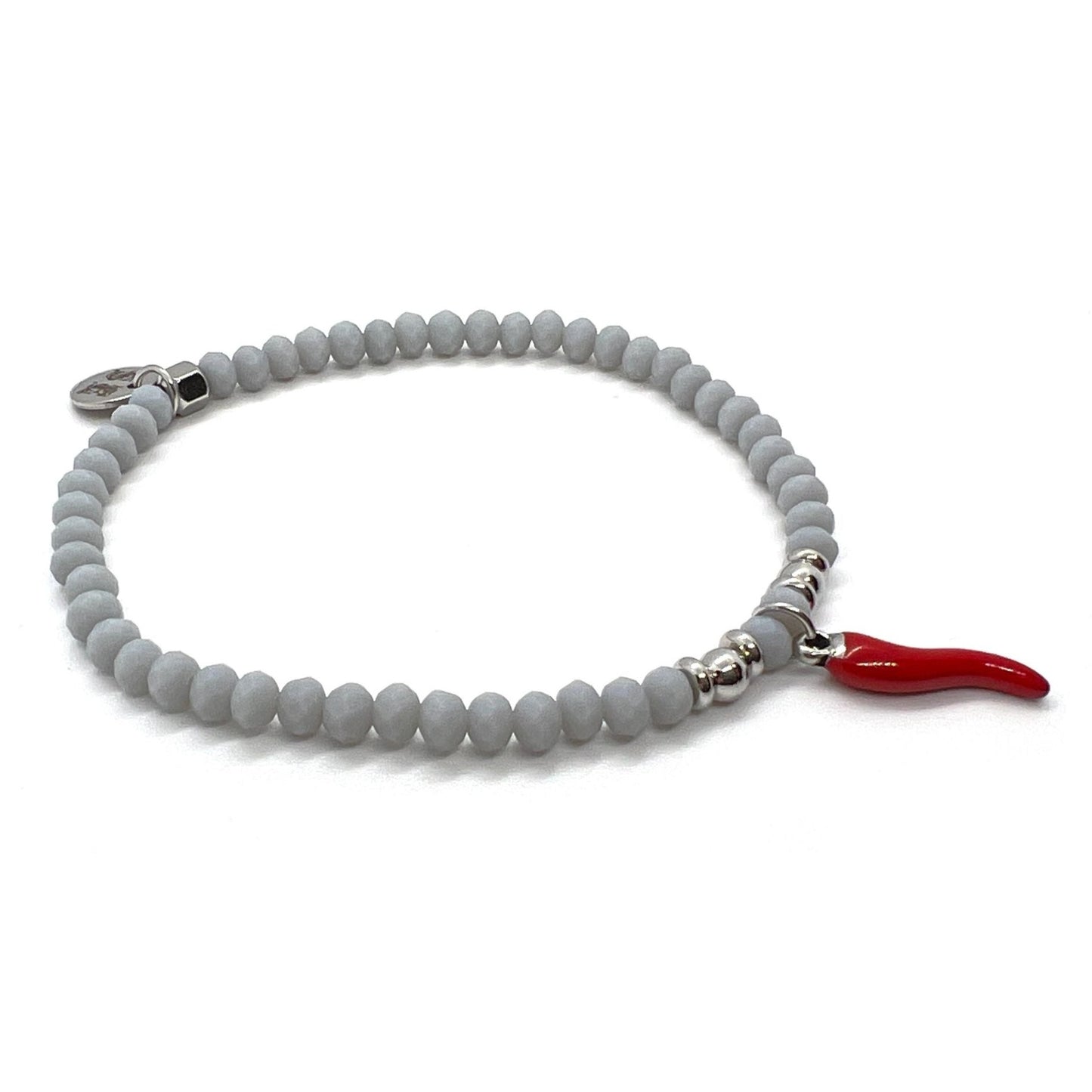 Bracciale "good luck!" grigio perla